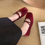 MQTIME  -  2024 Red Women New Flat Shoes Fashion Shallow Round Toe Ladies Elegant Ballerinas Soft Solse Outdoor Dress Mary Jane Shoes