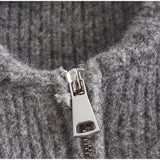 MQTIME  -  Knit Women Cardigan Casual Full Sleeve Zipper O Neck Pleated Solid Lady Sweater Top 2025 Autumn Fashion Female Knitwear