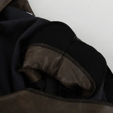 MQTIME  -  Retro Fashion PU Leather Skirt Set Women's Design Sense Cutout Long Sleeve Top Luxury Sense Two-piece Set