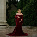 MQTIME  -  Stylish Maternity Dress Clothes Baby Shower Photoshoot Party Pregnant trailed  Dress For Women