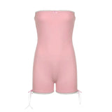MQTIME  -  American Style Sexy Lace Trim Belted Slimming Crop Top Romper Spring Summer New Outerwear Versatile Pants for Women
