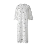 MQTIME  -  Water-Soluble Lace In Vogue Women's Skirt Suit Hollow Loose Top White Black Red Straight Long Party Skirt New Design In Stock