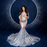 MQTIME  -  Sequin Maternity Photography Dress Glittering Rhinestones Dress Maternity Baby Shower Robe Pregnant Wedding Dress Photo Shoot