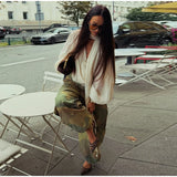 MQTIME  -  Women Camouflage Cargo Long Pants High Waist Wide Leg Drawstring Hem Baggy Trousers Autumn Casual Chic Vintage Streetwear