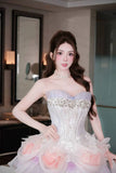 MQTIME  -  Light Blue Handmade Sweetheart Short Prom Dress Sparkly Rhinestone Appliques Homecoming Gown Princess Puffy Birthday Party Dress