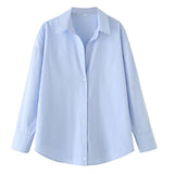 MQTIME  -  Spring Summer New Blouses Long Striped Shirt Women Long Sleeve Casual Shirts Large Tops Female Plain Button Up Shirts