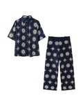 MQTIME  -  Embroidered Pants Sets For Women 2 Pieces 2024 New Summer Single-breasted Shirt Top Wide Leg Trousers Two Piece Suit Female
