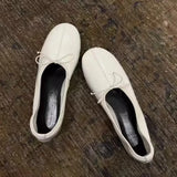MQTIME  -  Women Sheepskin Ballet Flat Shoes Slip‑On Round Toe Loafers Grandmother Shoes Modern Minimalist Breathable Daily Ladies Footwear