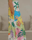 MQTIME  -  Women Models Fashion Summer Hanging Strap Printed Cool And Elegant Beautiful And Elegant Beach Dress