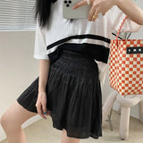 MQTIME  -  Summer Sexy Pleated Skirt Casual High Waist Mesh Stitching Gauze Short Skirt Korean Fashion Elegant Temperament Mini Skirt