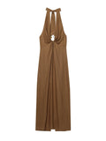 MQTIME  -  Sexy Hollow Out Women's Dressess Sexy Slim Halter Sleeveless Hip Package Long Robes Female 2025 Summer New Lady Beach Club Dress