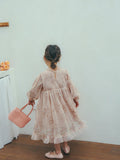 MQTIME  -  New Spring Baby Girls Pink Princess Dresses Sequins Puff Sleeve Ball Gown Children Birthday Party Dress