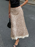  MQTIME  -  Y2k Vintage Low Waist Leopard Print Gauze Slight Strech Patchwork All Match Fashion Skirts