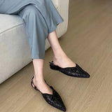MQTIME  -  New Pointed Roman Sandals Women's Summer Flat Bottom Hollow Word with Bag Head Cool Slippers