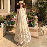 MQTIME  -  Women Summer Fashion Embroidery Flower Hollow Out Loose Fit Casual Bohemian Dress Sleeveless Sundresses Streetwear