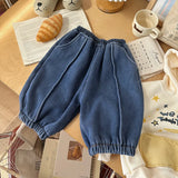  MQTIME  -  Kids Baby Girls Jeans New Winter Thicken Warm Solid Color Toddler Girls Demin Pant Elastic Waist Infant Girls Jogger Pant