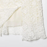 MQTIME  -  Sexy Beige Black Sheer Jacquard Lace Strapless Dress Women Side Zipper Low Waist Slit Hem Tube top Short Robe