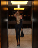  MQTIME  -  Sexy Lace Spaghetti Strap Bodycon Jumpsuit Women Patchwork Stretchy Backless Slim Fashion Female Rompers Spring Dress