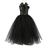  MQTIME  -  Halloween Girls Mesh Dress 2025 New Kids Black Long Tulle Gown Children's Halloween Party Vestidos Teenager Fashion Clothing