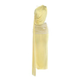  MQTIME  -  Sequin Patchwork Women Maxi Dress One Shoulder Sleeveless Cut Out Backless Dresses Party Elegant Wedding Club Summer Dress Lady