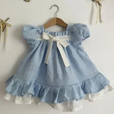  MQTIME  -  New Autumn Children Clothes 2-6 Yrs Baby Girl Party Dress Long Sleeved Cotton Solid Color Kids Princess Dresses