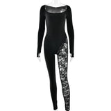  MQTIME  -  Lace Women's Sexy Low-cut Tight Temperament Jumpsuit
