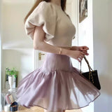 MQTIME  -  early spring elegant, sweet, high waisted, slimming, irregular luster, fluffy ballet skirt pants new color