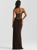 MQTIME  -  Sexy One Shoulder Lace See Through Maxi Dress Women Gown Fashion Off-shoulder Sleeveless Backless Club Long Dresses 2025 Chic