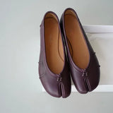 MQTIME  -  Fashion Split toe Pleated Soft Leather Women Ballet Flats Spring Summer Casual Walking Lazy Tabi Loafers Girls Dance Shoes