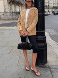  MQTIME  -  Retro Suede Female Jacket Chic Single Breasted Long Sleeve Lapel Loose Blazer Coat Women Eraly Autumn Street Lady Outerwear