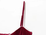 MQTIME  -  French autumn and winter velvet camisole dress wine red puffy dress waist cinching sweet ballet style dress birthday gown