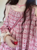 MQTIME  -  Kawaii Pink Strapless Top Off Shoulder Long Sleeve Lace-up Y2k Tops Sweet Japan Cutecore Aesthetic Clothing for Summer