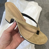 MQTIME  -  French Retro High-heeled Women's Shoes Toe Sandals Women's Summer Thick Heels Wear Cool Slippers