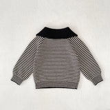  MQTIME  -  New autumn clothing for babies aged 0-3, striped lapel long sleeved polo shirts for boys and girls