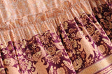 MQTIME  -  Women Bow Tassel Elastic Waist Wood Ears Ruffles Lace Swing Skirts Beach Holiday Orange Feather Floral Print Long Skirt