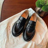  MQTIME  -  Single shoe autumn new style British retro small leather shoes for women, fashionable round toe soft leather loafers for women