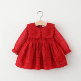 MQTIME  -  Spring Autumn Toddler Girl Clothes Korean Fashion Lace Doll Collar Long Sleeve Princess Birthday Baby Dresses Kids Dress BC1246