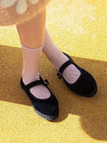 MQTIME  -  Hand Stitch Mary Janes Shoes Woman Trend Velvet Elegant Ballet Flats Shoes Spring Autumn Casual Buckle Strap Canvas Loafers