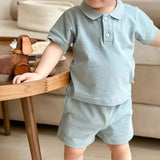 MQTIME  -  Fashion Baby Girl Boy Cotton Clothes Set Polo Tshirt+Shorts 2pcs Infant Toddler Child Clothing Set Summer Baby Clothes 1-5Y