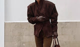 MQTIME  -  Elegant Temperament V-neck Solid Color Slim Fit Splicing Waist Solid Color Jacket Jacket 2025 New Model