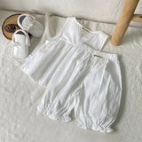 MQTIME  -  New Summer Newborn Baby Girls Clothing Set Sleeveless Cotton Solid Color Shirt+Pants Toddler Baby Girls Clothes Suit