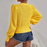 MQTIME  -  Women Sweaters Solid Color 2025 Autumn Winter Soft Warm Tops Loose Female Pullover Lantern Sleeve Knitted Sweater