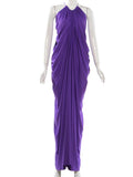 MQTIME  -  Puss Elegant Ruched Halter Dress Woman Sexy Sleeveless Summer Trend Silky Skinny Gown Robe Vacation Banquet Party Vestidos