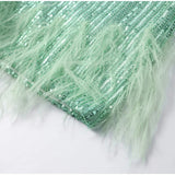  MQTIME  -  Fashion Sequin Tassel Mini Dress For Women Sleeveless O-neck Feather Female Dresses Summer Elegant Beach Female Ball Gown