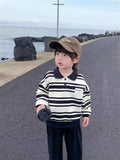 MQTIME  -  Kids Striped Sweatshirt New Autumn Spring Boys Long Sleeve Pullover Baby Cotton Lapel Polo Tops Children Clothes 1-6 Years