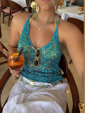 MQTIME  -  Women Sequin Halter Top Sexy Sleeveless Deep V Neck Glitter Tank Top Sparkle Backless Crop Top Summer Streetwear 2025