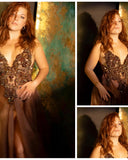 MQTIME  -  Glitte Beading Tulle Evening Gown Sexy Deep V‑Neck Crystals Mesh A‑Line Pregnant Women Party Dress Summer Photography Dresses