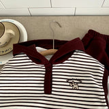 MQTIME  -  Boys Set Autumn Spring Korean Style Fashion Casual Sporty Striped Vest White Base Layer T-shirt Loose Pant Three Piece Set