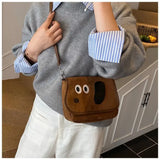 Autumn Cute Cartoon Puppy Pu Messenger Bag Niche Kwaii Dog Mini Shoulder Small Square Bag Purse Women Bags Crossbody Bag