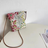 MQTIME  -  New Fresh Style Embroidered Floral Phone Storage National Style Elegant Single Shoulder Crossbody Bag